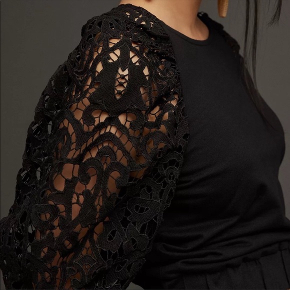 Anthropologie Dolan Lace Sleeve Top - Picture 3 of 8